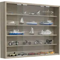 VCM AgisaL glazen vitrines wandmontage 2 schuifdeuren eik decor.