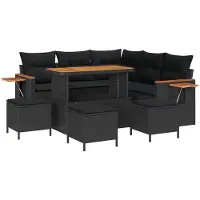vidaXL Tuinbank Set 9 st 8-Aantal zitplaatsen Zwart poly rattan
