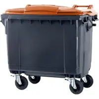 ESE Afvalcontainer 660 liter grijs met oranje deksel
