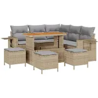 vidaXL Tuinbank Set 9 st 6-Aantal zitplaatsen Beige en Lichtgrijs