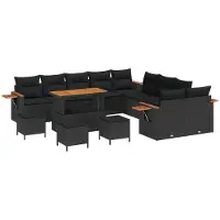 vidaXL Tuinbank Set 17 st 10-Aantal zitplaatsen Zwart poly rattan