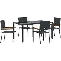 vidaXL Tuin Eettafel Set 5 st Zwart poly rattan