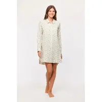 Woody slaapkleed dames doorknoop - beige - palmbomen all-overprint - 251-10-WDE-W/923 - maat M