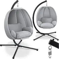 Kesser Luxe Hangstoel met Standaard en Kussen voor Binnen en Buiten tot 150 kg Draagvermogen - Grijs