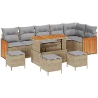 vidaXL Tuinbank Set 11 st 7-Aantal zitplaatsen Beige en Lichtgrijs