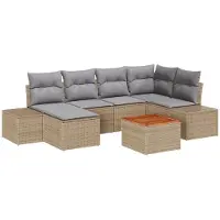 vidaXL Tuinbank Set 7 st beige en lichtgrijs