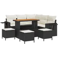 vidaXL Tuinbank Set 9 st 6-Aantal zitplaatsen Zwart en Crème