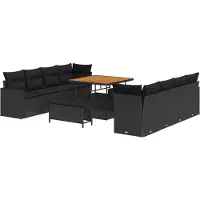 vidaXL Tuinbank Set 12 st 12-Aantal zitplaatsen Zwart poly rattan