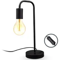 B.K.Licht - Zwarte Tafellamp - met industriële retro design - metalen bedlamp - netstroom - E27 fitting - h.: 38cm