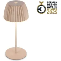 Briloner Champ mini - Oplaadbare Mini Tafellamp - snoerloze lamp - met touch dimbaar - voor binnen en buiten - german design award winner 2025 - beige - Ø8,5 x 20cm