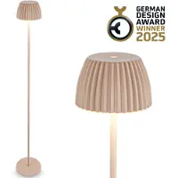 B.K.Licht BRILONER Champ - Oplaadbare Vloerlamp - snoerloze staande lamp - dimbaar - in hoogte verstelbaar - voor binnen en buiten - beige - Ø19 x 124 cm