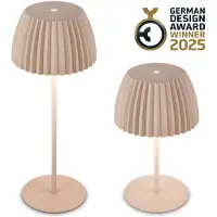 B.K.Licht BRILONER Champ - Oplaadbare Tafellamp - snoerloze lamp - met touch dimbaar - voor binnen en buiten - german design award winner 2025 - beige - Ø14,5 x 36,5 cm