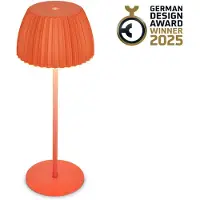 B.K.Licht BRILONER Champ - Oplaadbare Tafellamp - snoerloze lamp - met touch dimbaar - voor binnen en buiten - german design award winner 2025 - oranje - Ø14,5 x 36,5 cm