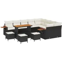 vidaXL Tuinbank Set 13 st 11-Aantal zitplaatsen Zwart en Crème
