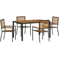vidaXL Tuin Eettafel Set 5 st Zwart en Bruin poly rattan