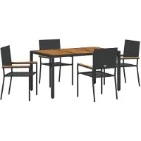 vidaXL Tuin Eettafel Set 5 st Zwart poly rattan