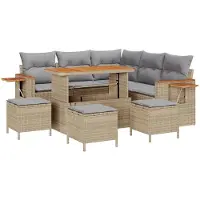vidaXL Tuinbank Set 9 st 8-Aantal zitplaatsen Beige en Lichtgrijs