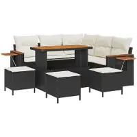vidaXL Tuinbank Set 9 st 8-Aantal zitplaatsen Zwart en Crème
