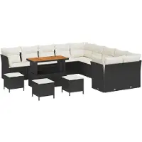 vidaXL Tuinbank Set 13 st Zwart en Crème poly rattan