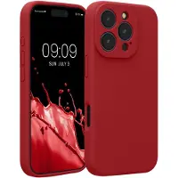 Kwmobile telefoonhoesje geschikt voor Apple iPhone 16 Pro - TPU backcover met siliconen coating - Smartphone case in rabarber rood