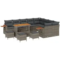 vidaXL Tuinbank Set 13 st 9-Aantal zitplaatsen Grijs poly rattan