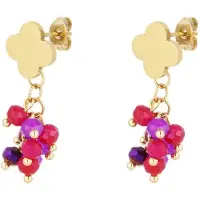 Yehwang Oorbellen festive clover - fuchsia