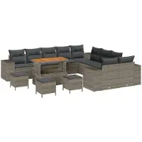 vidaXL Tuinbank Set 13 st Grijs poly rattan