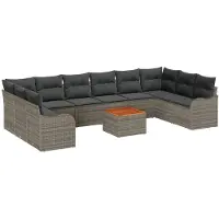 vidaXL Tuinbank Set 11 st Grijs poly rattan