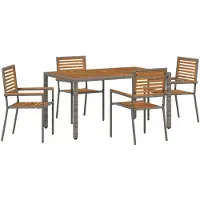 vidaXL Tuinset, 5-delig, grijs en bruin, van polyrotan