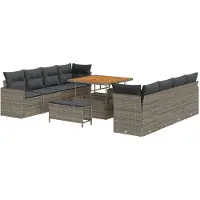 vidaXL Tuinbank Set 12 st 12-Aantal zitplaatsen Grijs poly rattan