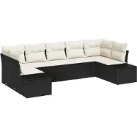 vidaXL Tuinbank Set 7 st 7-Aantal zitplaatsen Zwart en Crème