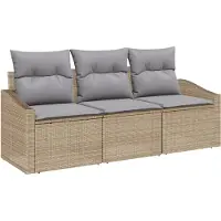 vidaXL Tuinbank Set 3 st Beige en Lichtgrijs poly rattan