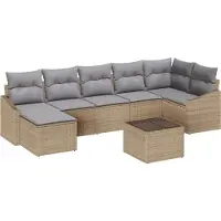 vidaXL Tuinbank Set 8 st Beige en Lichtgrijs poly rattan