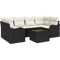 vidaXL Tuinbank Set Zwart 55 x 55 x 37 cm poly rattan