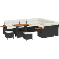 vidaXL Tuinbank Set 13 st 9-Aantal zitplaatsen Zwart en Crème