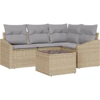vidaXL Tuinbank Set 5 st Beige en Lichtgrijs poly rattan