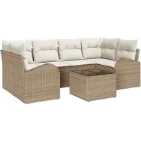 vidaXL Tuinbank Set 7 st Beige poly rattan