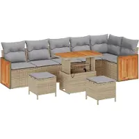 vidaXL Tuinbank Set 11 st 7-Aantal zitplaatsen Beige en Lichtgrijs