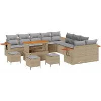 vidaXL Tuinbank Set 18 st 11-Aantal zitplaatsen Beige en Lichtgrijs