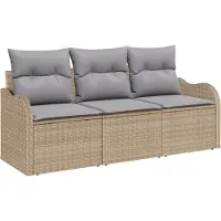 vidaXL Tuinbank Set 3 st Beige poly rattan