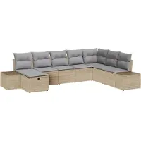 vidaXL Tuinbank Set 8 st Beige poly rattan