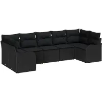 vidaXL Tuinbank Set Zwart poly rattan