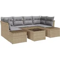 vidaXL Tuinbank Set 8 st Beige en Grijs poly rattan