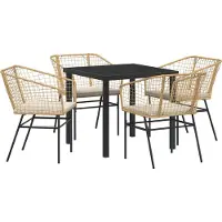 vidaXL Tuin Eettafel Set 5 st Bruin poly rattan