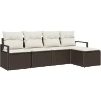 vidaXL Bankstel 5 st Bruin en Crème poly rattan