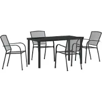 vidaXL Tuin Eettafel Set 5 st Antraciet Gepoedercoat staal
