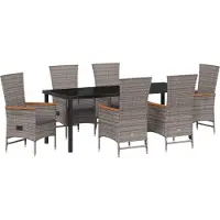 vidaXL Tuin Eettafel Set 7 st Grijs Gepoedercoat staal
