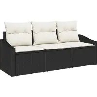 vidaXL Tuinbank Set 3 st Zwart en Wit poly rattan