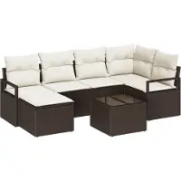 vidaXL Bankstel 7 st Bruin en Crème poly rattan