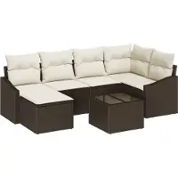 vidaXL Tuin Eettafel Set 7 st Bruin en Crème